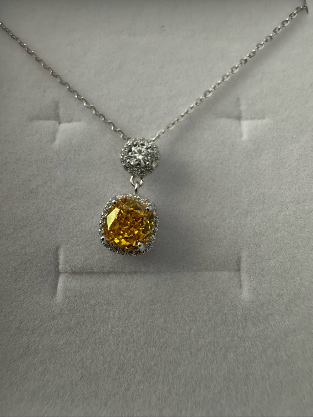 Yellow Gemstone Halo Pendant Necklace - Women Jewelry sterling silver